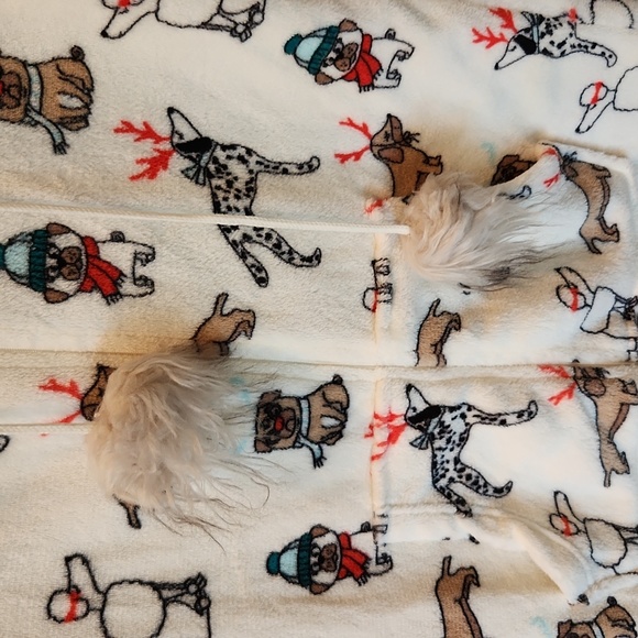 Womens Holiday Time CHRISTIMAS DOGS Hooded Union Suit 1 pc Pajamas - Picture 8 of 15